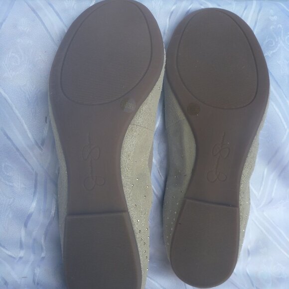 New Jessica Simpson 9.5 Sandaze Ballet Flat Gold Crystals Elastic Sparkle - Picture 10 of 14